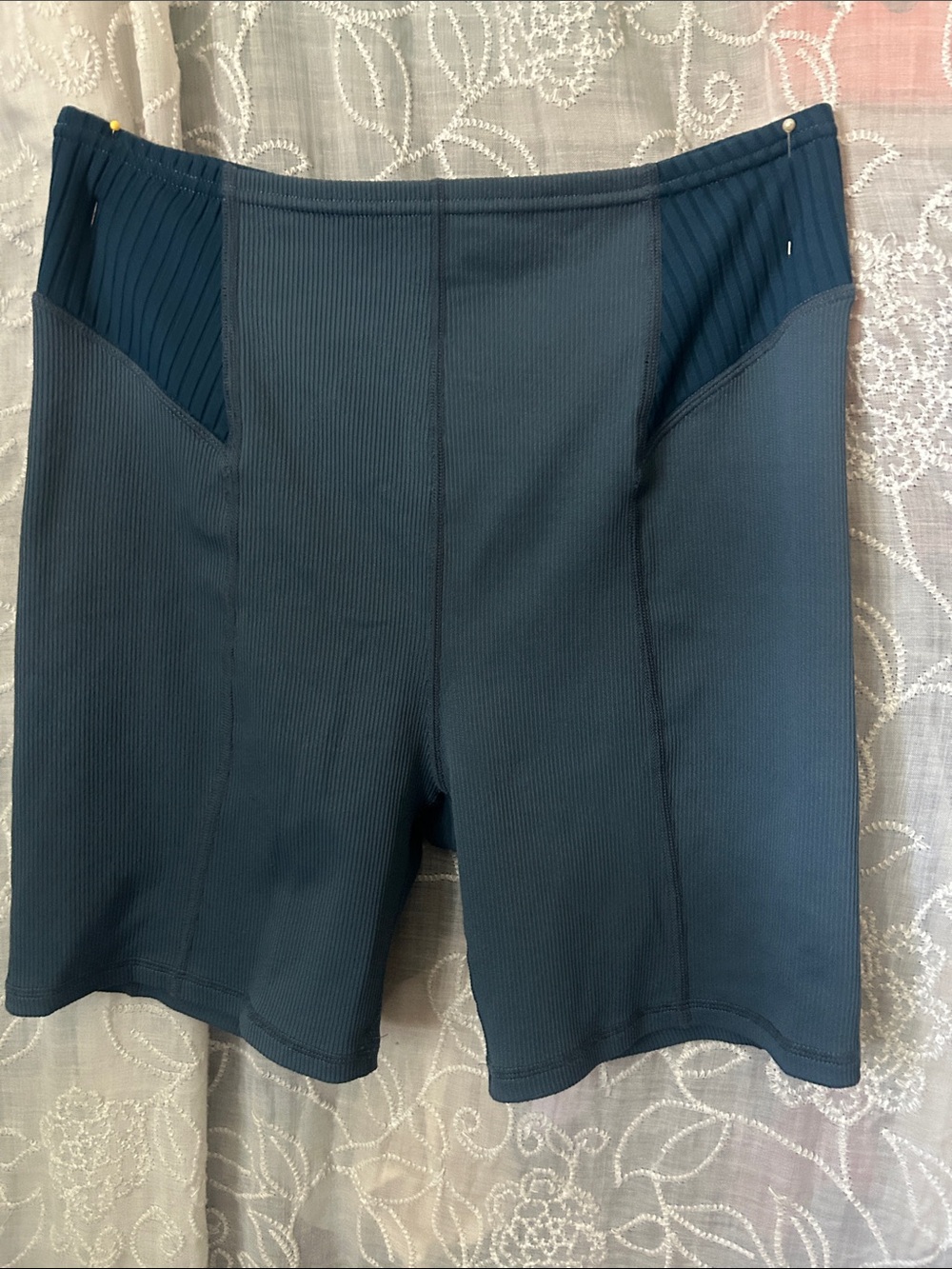 For Love & Lemons Women's Dani Ribbed Blue Biker Shorts